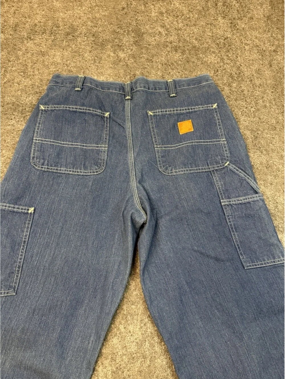 Carhartt Dungaree Fit Carpenter Jeans Mens 33x36 Blue Denim Work Pants B13
